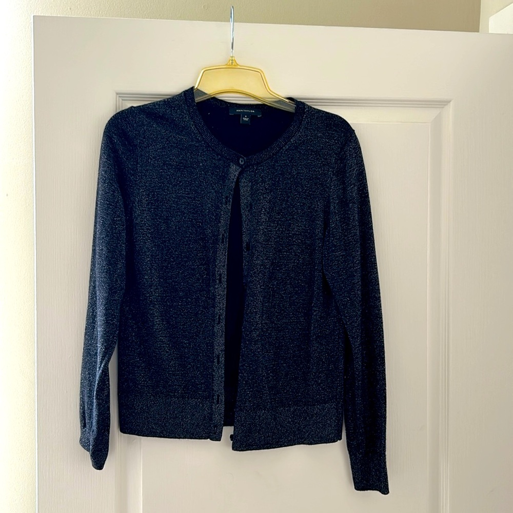 Black Metallic Cardigan. Ann Taylor. Size M